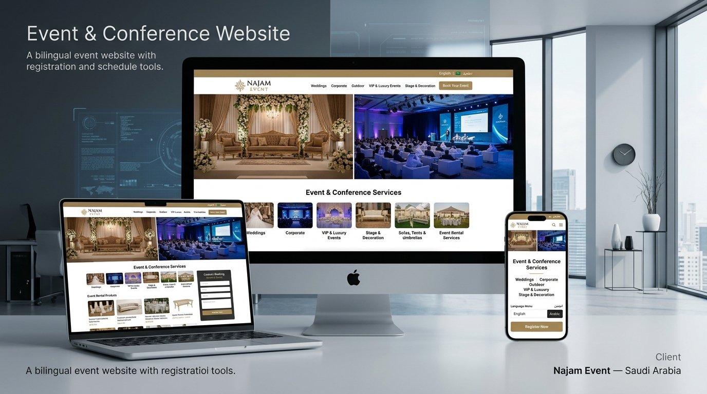 Event and conference website project by CyberInitiator